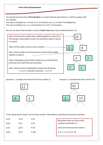 prime-factor-decomposition-teaching-resources