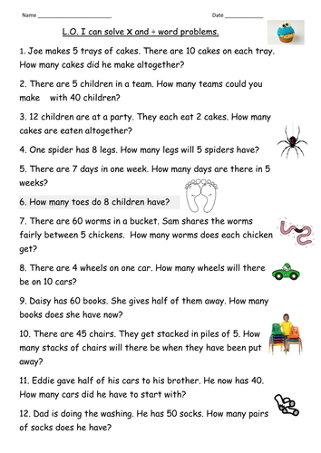 multiplication division word problems for year 2 teaching resources