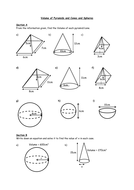 Volume of Spheres and Cones Worksheet | Teaching Resources