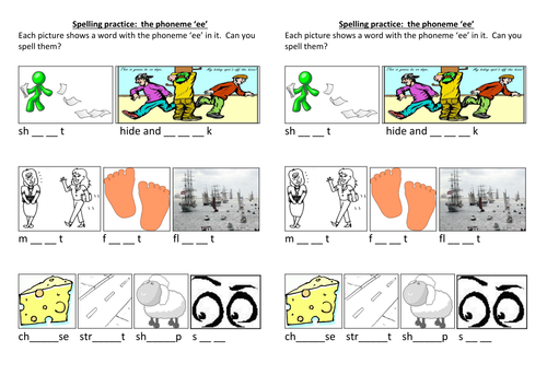 phonics phase 3 a5 spelling practice sheets teaching resources