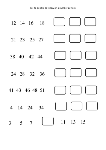 number patterns worksheets differentiated teaching resources