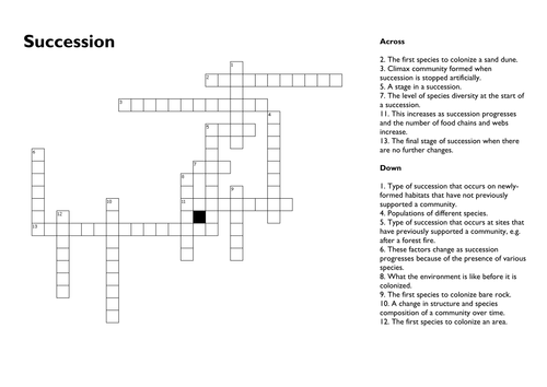 Succession crossword Teaching Resources