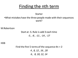 Finding the nth term | Teaching Resources