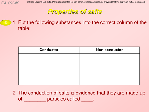 Properties of salts - graded questions | Teaching Resources