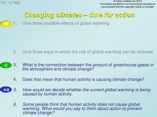 a research question about climate change