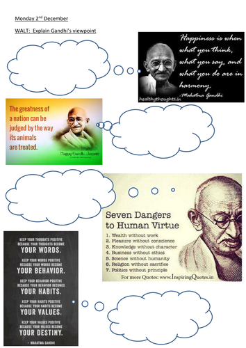 Gandhi quotes worksheet | Teaching Resources