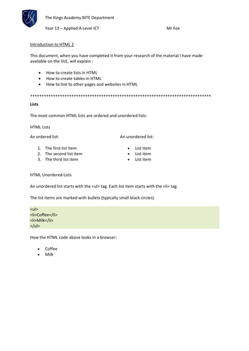 HTML & CSS Basics | Teaching Resources