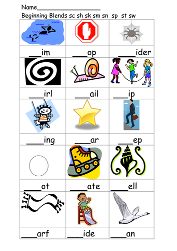 Initial blend and phoneme worksheets | Teaching Resources