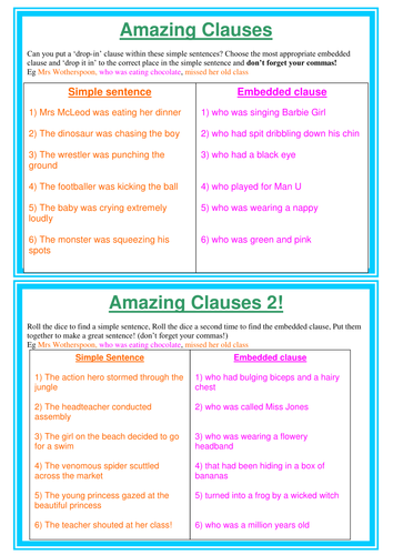 Types Of Embedded Clauses