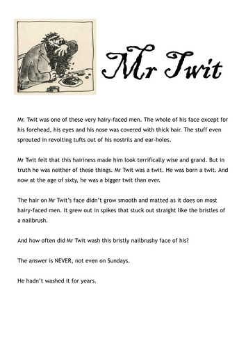 Transforming Mr Twit Roald Dahl Teaching Resources