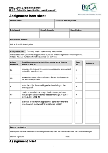 btec level 3 applied science unit 14 assignment c