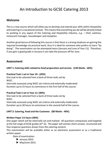 gcse catering coursework
