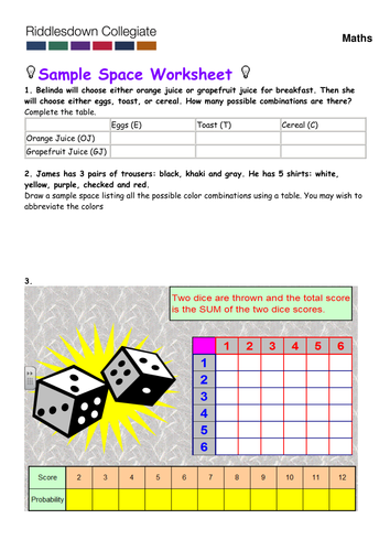 sample space unit probability homework 3