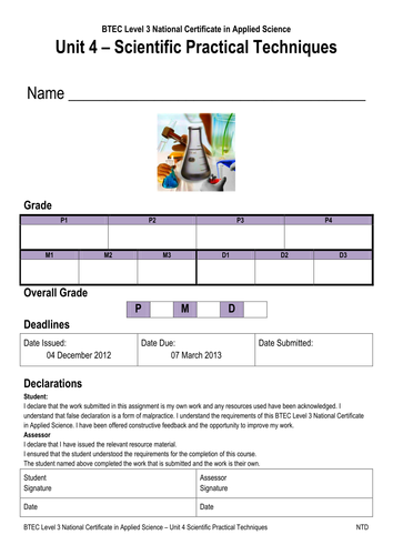 btec level 3 applied science assignment briefs