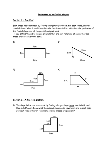Perimeter of unfolded shapes | Teaching Resources