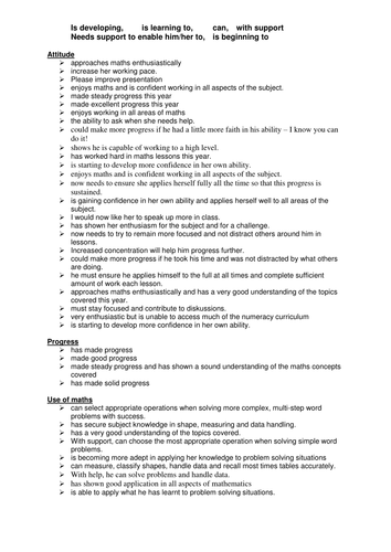 Math comments for grade 2 image
