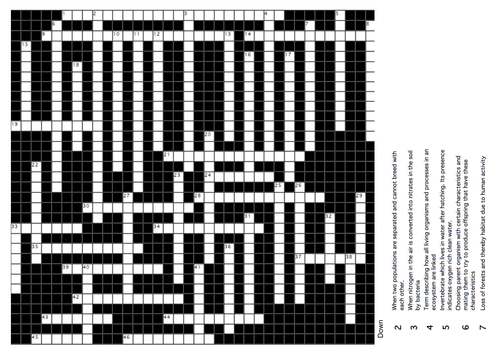 B3 Revision Keyword Crossword OCR 2012 Spec Teaching Resources