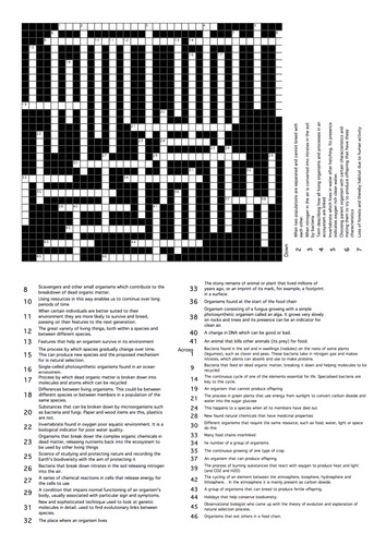 B3 Revision Keyword Crossword OCR 2012 Spec Teaching Resources