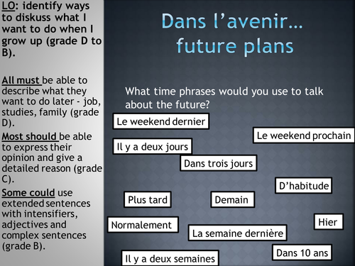 future plans in french essay