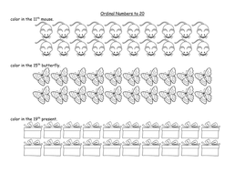 ordinal numbers worksheets to 10th and 20th teaching