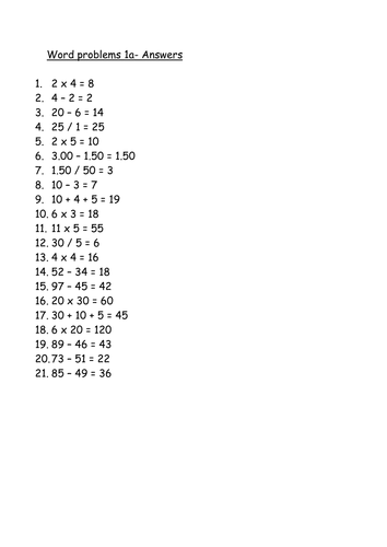 Year 3 and 4 word problems | Teaching Resources