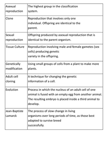 Genetics and evolution key word loop | Teaching Resources