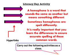 Homophones Starter For Literacy In Lessons Form Teaching Resources