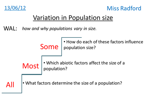 1.3 Variation in population size AQA A2 Biology | Teaching Resources