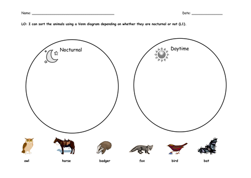 Animals Venn Diagrams | Teaching Resources